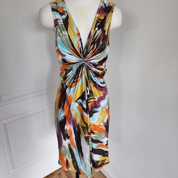 Hot and Delicious Women's Colorful Deep V Neckline Dress Size Medium - Picture 5 of 11